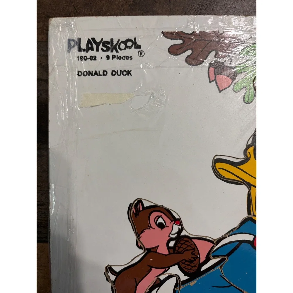 Vintage Playskool Disney Donald Duck Chip n‎ Dale Wood Inlay Puzzle 190-02  9pc